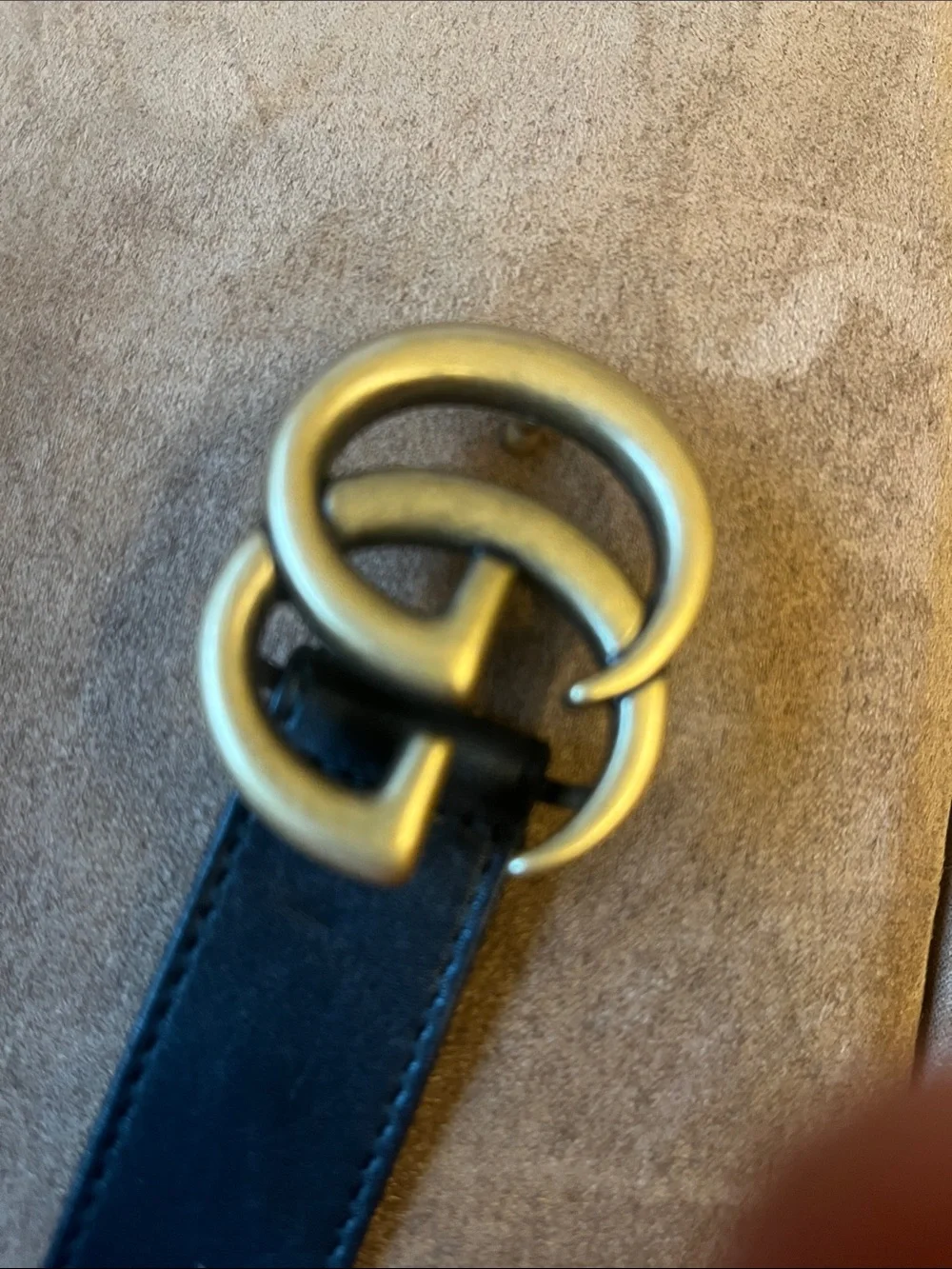 Gucci kids Black Leather Belt with Antique Gold Double G Buckle